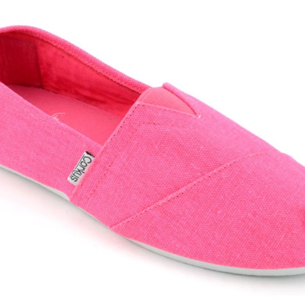 Corkys Brand "Sues" Pink Womens Canvas Slip on shoes Size 7, 9